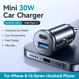 Joyroom 30W Mini Car Charger PD QC3.0 USB Type-C Fast Charging Car Charger Dual Ports Phone Charger For iPhone Samsung Galaxy