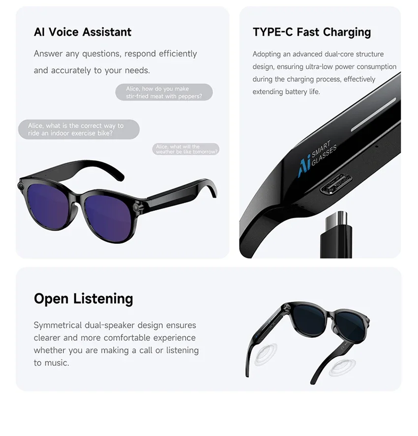 OPPO AI Smart Glasses True 800W Video Camera Multifunctional AI Translation Meeting Minutes Music Control Wifi Transmission 2026 - AliExpress 44