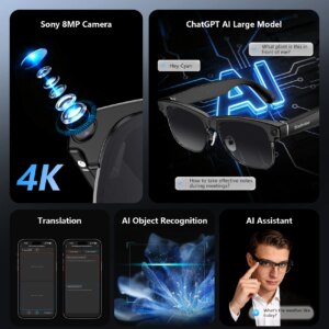 【World premiere】Blackview BV200 Shooting Smart glasses 8MP 4K HD camera Bluetooth Call Voice Assistant AI Translation Glasses - AliExpress 44