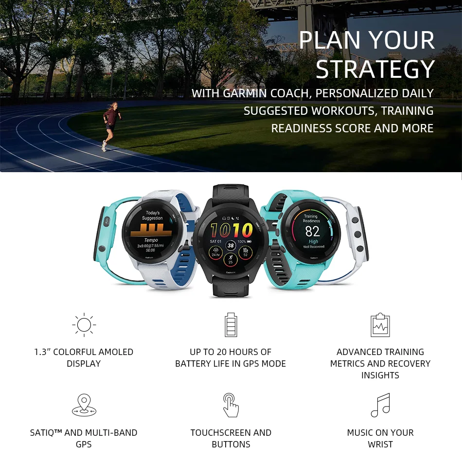 Global Version Garmin Forerunner 265 46mm Smartwatch Built in GPS 13Days Battery Life 1.3