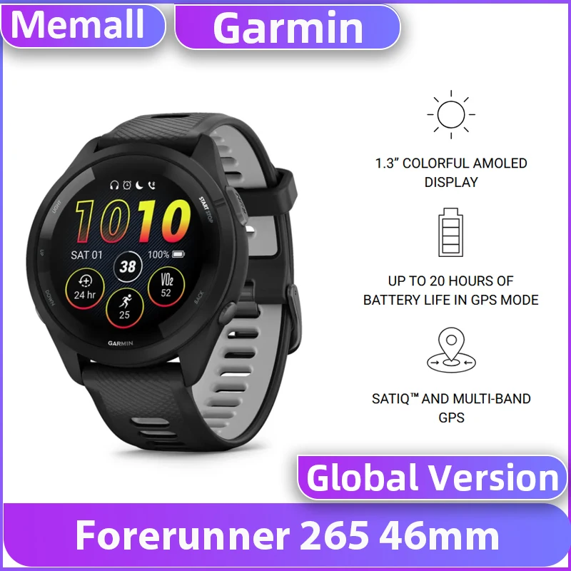 Global Version Garmin Forerunner 265 46mm Smartwatch Built in GPS 13Days Battery Life 1.3