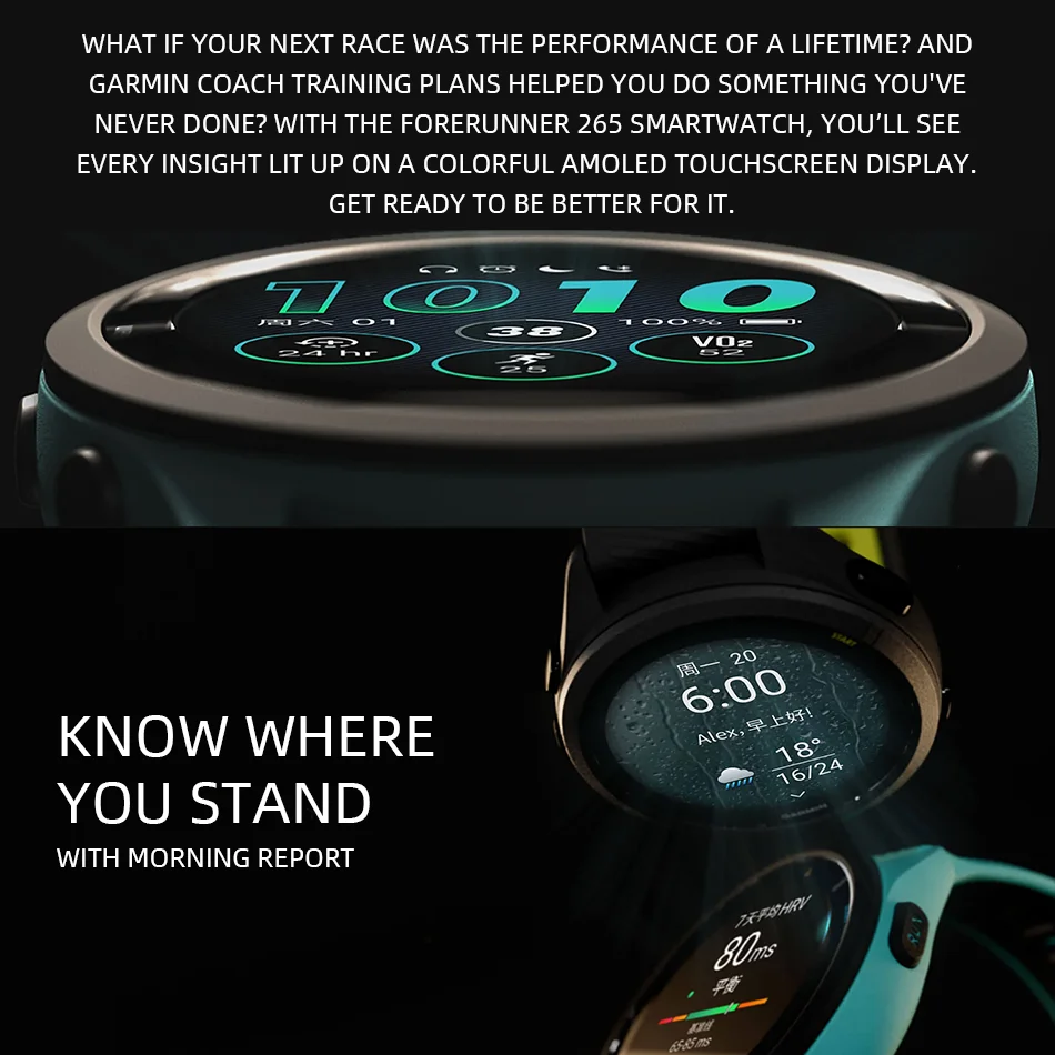 Global Version Garmin Forerunner 265 46mm Smartwatch Built in GPS 13Days Battery Life 1.3