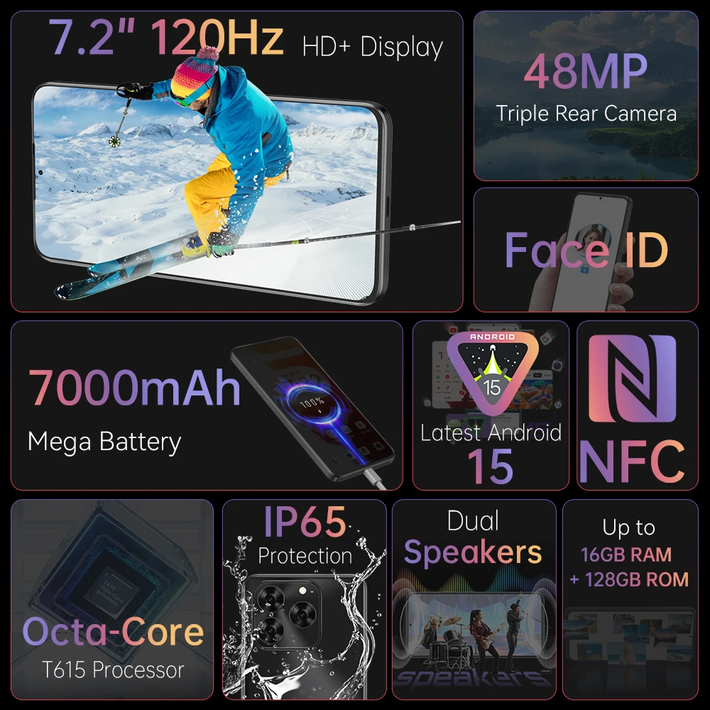 Cubot Note 60 7.2 Android 15 Phone 16GB RAM 7000mAh