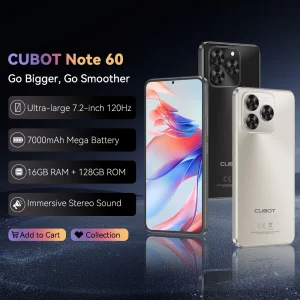 Cubot Note 60 7.2 Android 15 Phone 16GB RAM 7000mAh