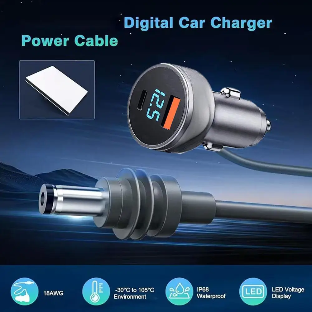 For Starlink Mini 3in1 Digital Display Car Charger To DC Power Cable With USBA+C Interface Car Charging Cable For Starlink Mini
