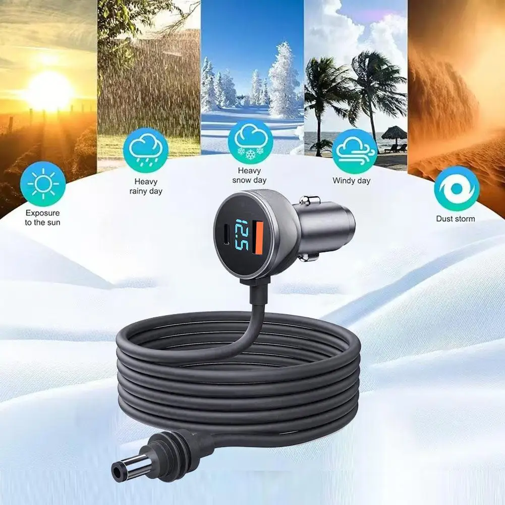 For Starlink Mini 3in1 Digital Display Car Charger To DC Power Cable With USBA+C Interface Car Charging Cable For Starlink Mini
