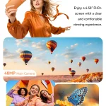 Smartphone Android 16 Cubot A50, 6.58-inch FHD+ Screen, Octa-core, 16GB(6+10) RAM, 128GB ROM, 5000mAh Battery, 48MP+16MP Cam,NFC