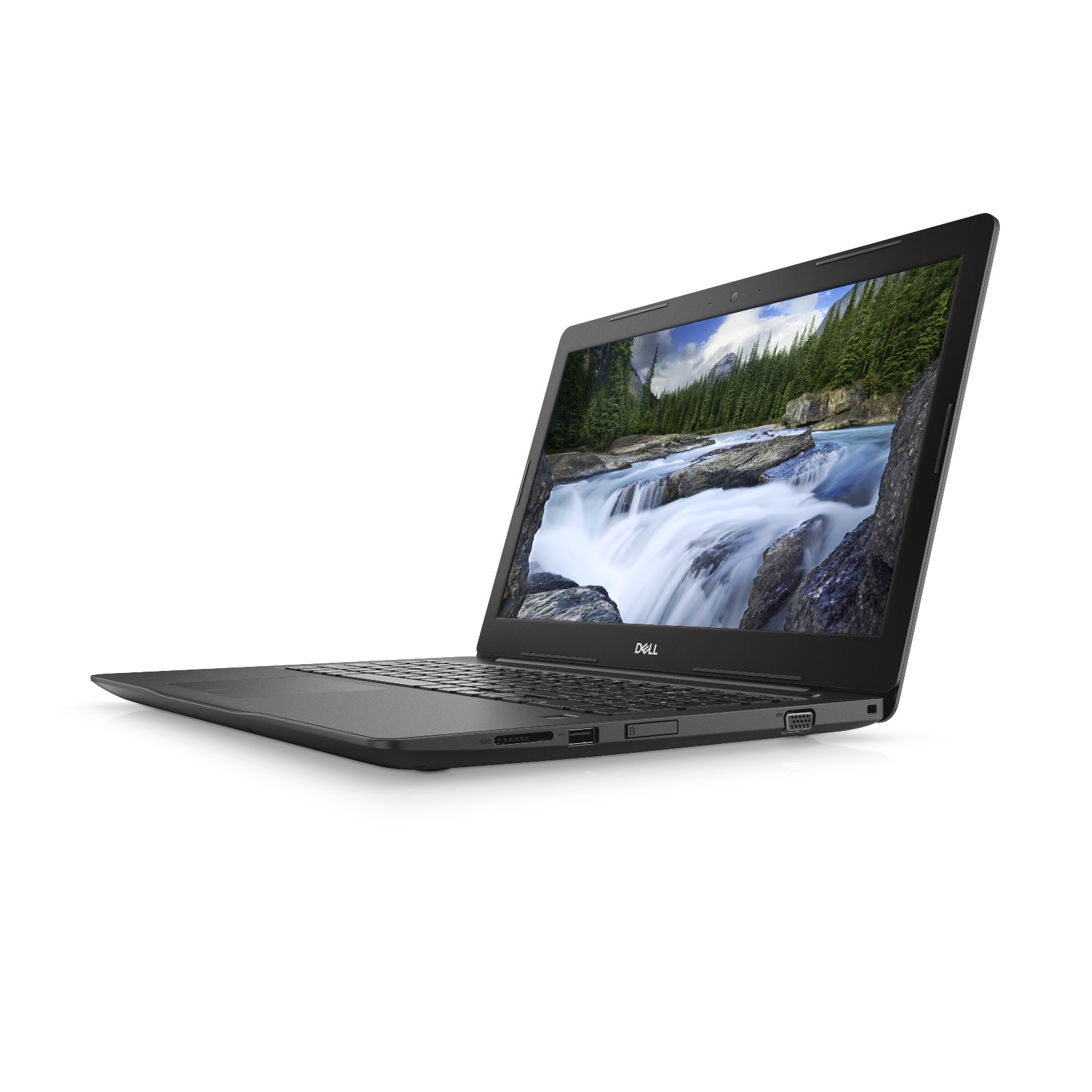 Refurbished Dell Latitude 3590 15.6 inch laptop, angled front view, right ports