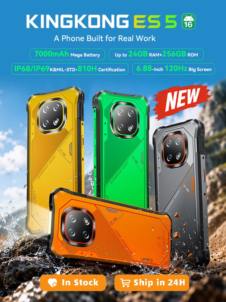 Rugged Smartphone Android 16 Cubot KingKong ES 5, Up to 24GB RAM(12+12GB), 256GB ROM, 6.88